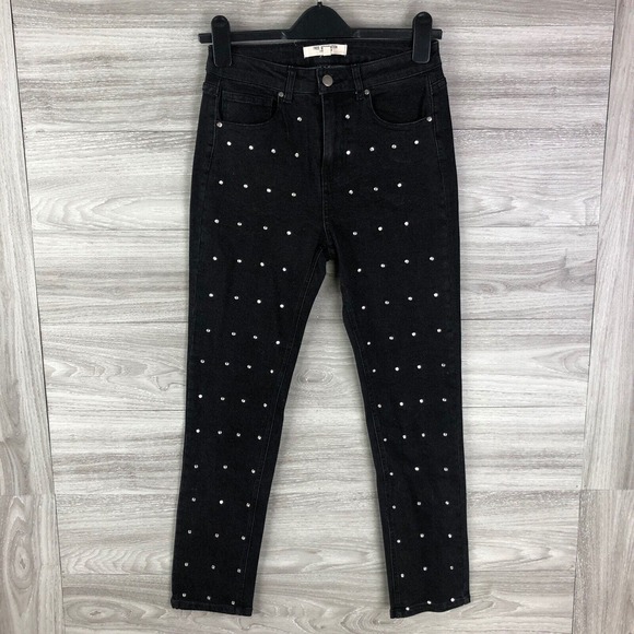 Free Generation LA Women's Bejeweled Front Side Black Pants Size Small $… - Picture 2 of 9